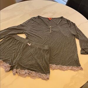 Joe Fresh Gray Lace Trim Pajama Set